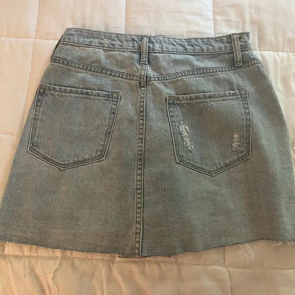 Vervet High Waist Asymmetrical Denim Wrap Skirt | Vervet Skirt - Picture 6 of 7